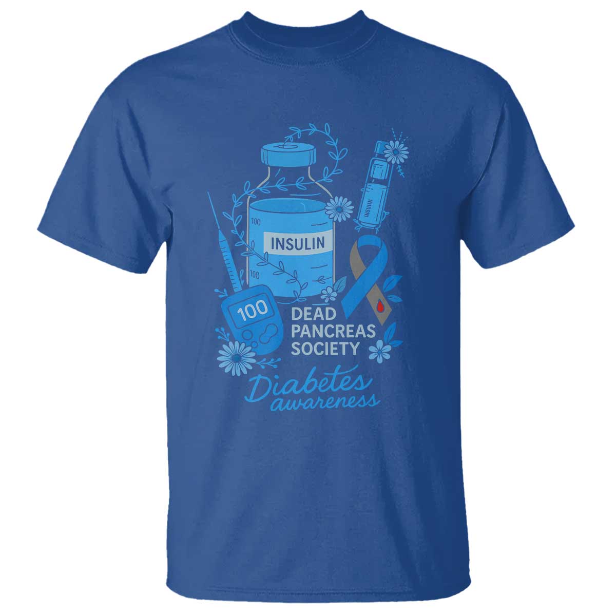 Dead Pancreas Society T Shirt Funny Diabetes Awareness Insulin T1D Support - Wonder Print Shop