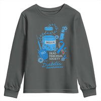 Dead Pancreas Society Youth Sweatshirt Funny Diabetes Awareness Insulin T1D Support - Wonder Print Shop