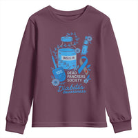 Dead Pancreas Society Youth Sweatshirt Funny Diabetes Awareness Insulin T1D Support - Wonder Print Shop