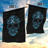 Diabetes Awareness Skull Garden Flag Blue Ribbon T1D Support Sugar Skull - Wonder Print Shop
