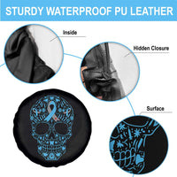 Diabetes Awareness Skull Spare Tire Cover Blue Ribbon T1D Support Sugar Skull - Wonder Print Shop