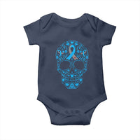 Diabetes Awareness Skull Baby Onesie Blue Ribbon T1D Support Sugar Skull - Wonder Print Shop