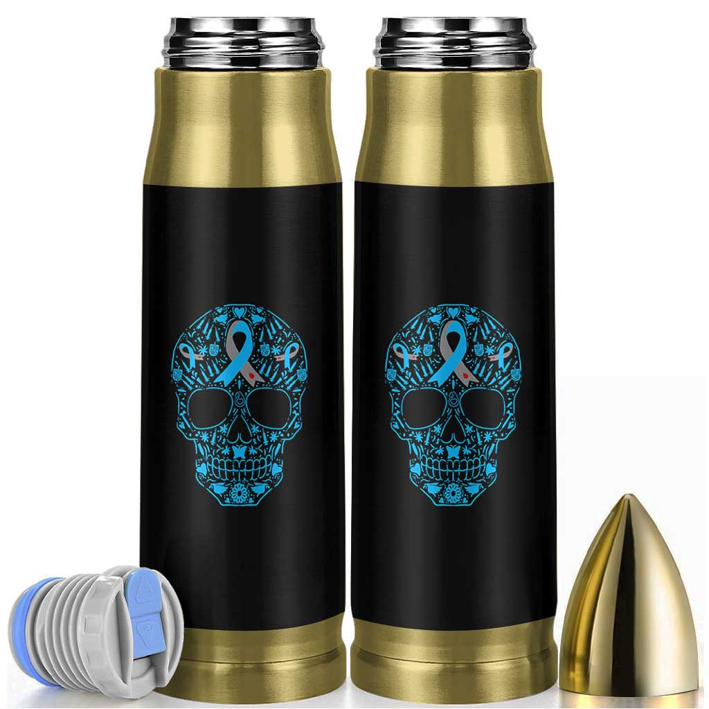 Diabetes Awareness Skull Bullet Tumbler Blue Ribbon T1D Support Sugar Skull - Wonder Print Shop