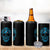 Diabetes Awareness Skull 4 in 1 Can Cooler Tumbler Blue Ribbon T1D Support Sugar Skull - Wonder Print Shop
