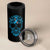 Diabetes Awareness Skull 4 in 1 Can Cooler Tumbler Blue Ribbon T1D Support Sugar Skull - Wonder Print Shop