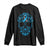Diabetes Awareness Skull Long Sleeve Shirt Blue Ribbon T1D Support Sugar Skull - Wonder Print Shop