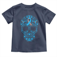 Diabetes Awareness Skull Toddler T Shirt Blue Ribbon T1D Support Sugar Skull - Wonder Print Shop