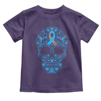 Diabetes Awareness Skull Toddler T Shirt Blue Ribbon T1D Support Sugar Skull - Wonder Print Shop