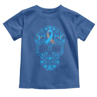 Diabetes Awareness Skull Toddler T Shirt Blue Ribbon T1D Support Sugar Skull - Wonder Print Shop