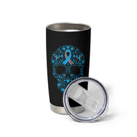 Diabetes Awareness Skull Tumbler Cup Blue Ribbon T1D Support Sugar Skull - Wonder Print Shop