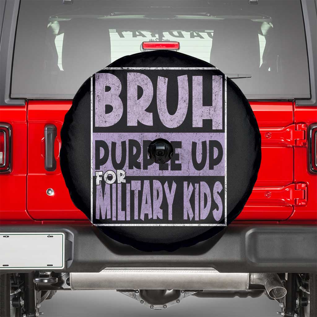 Funny Bruh Purple Up For Military Kids Spare Tire Cover Military Child Month