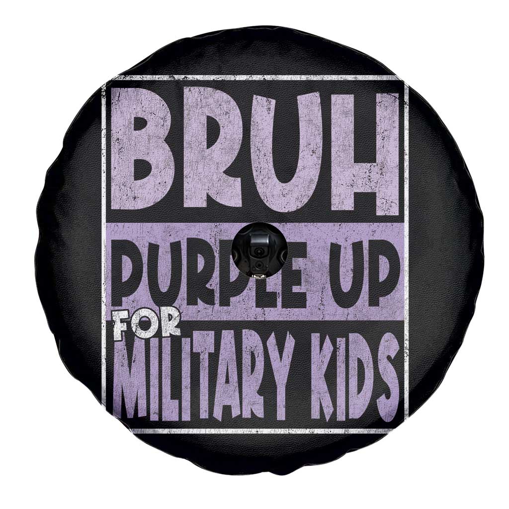 Funny Bruh Purple Up For Military Kids Spare Tire Cover Military Child Month