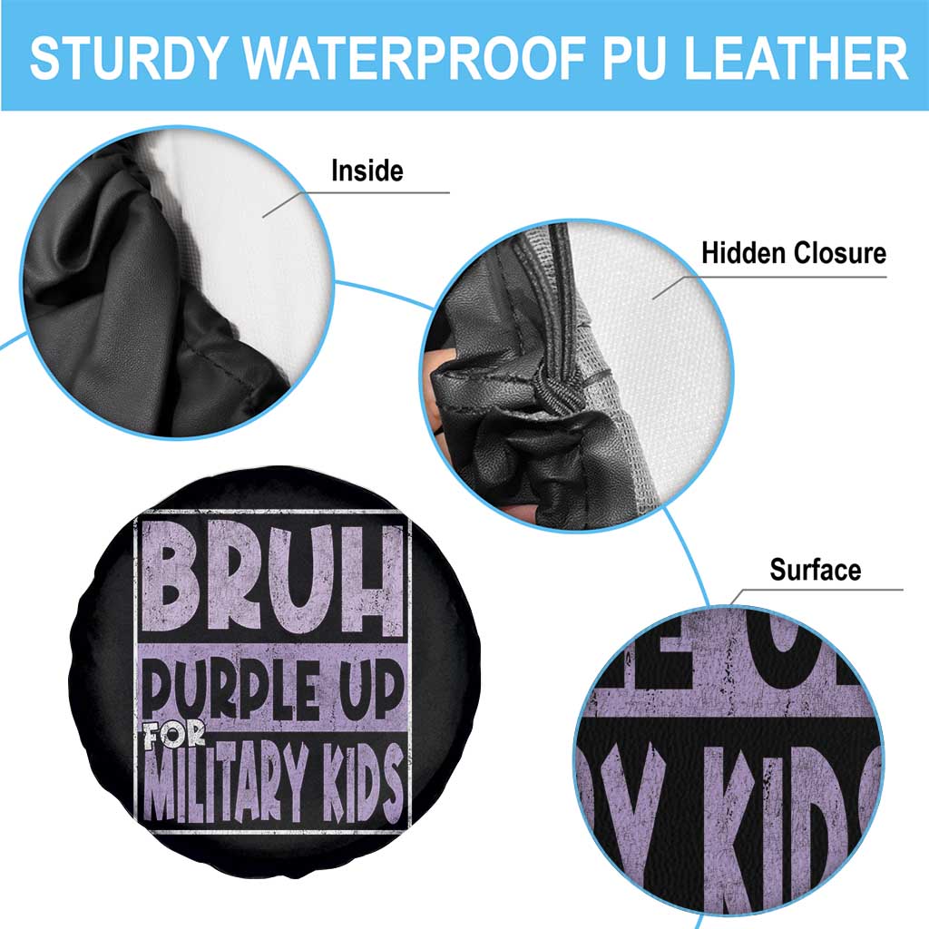 Funny Bruh Purple Up For Military Kids Spare Tire Cover Military Child Month