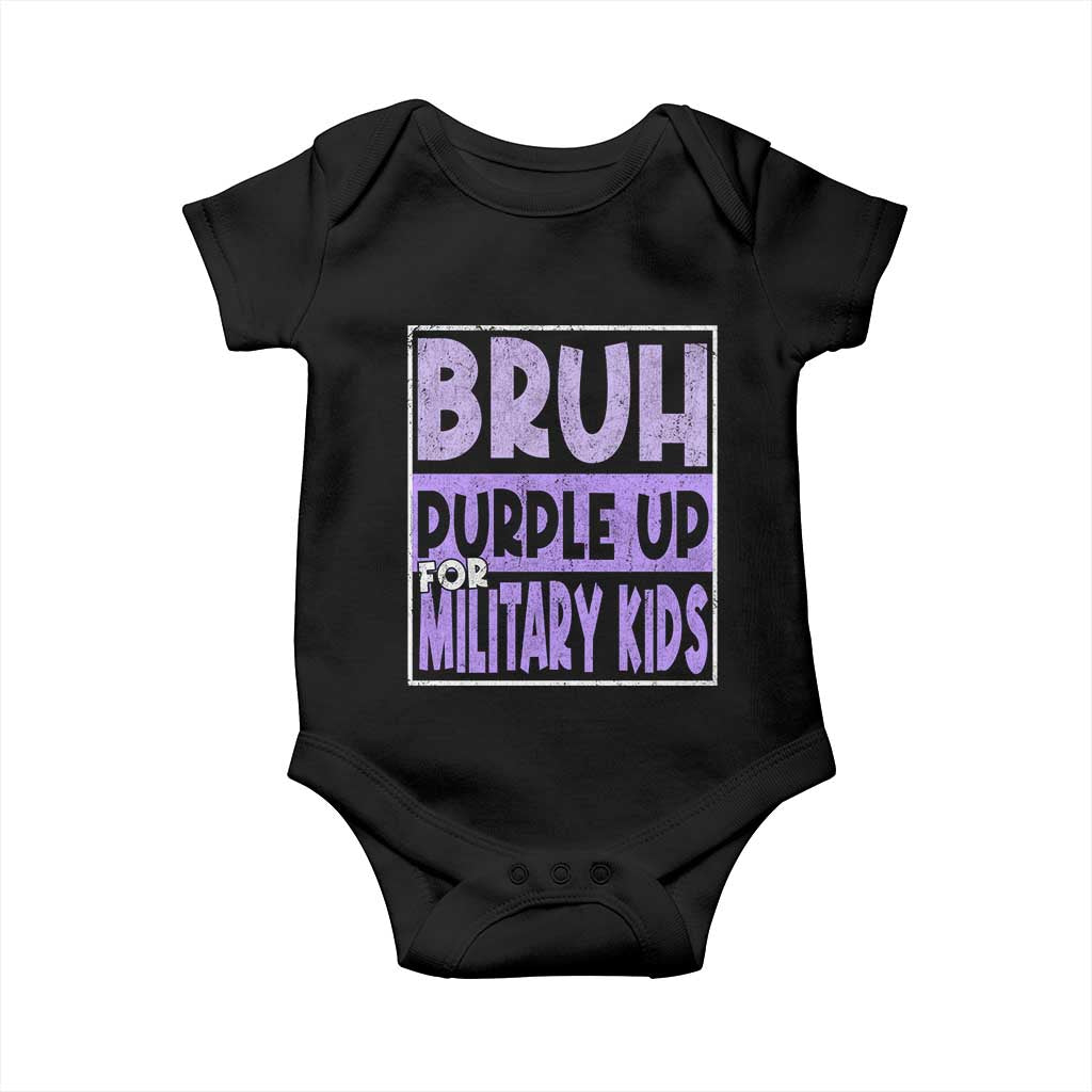 Funny Bruh Purple Up For Military Kids Baby Onesie Military Child Month