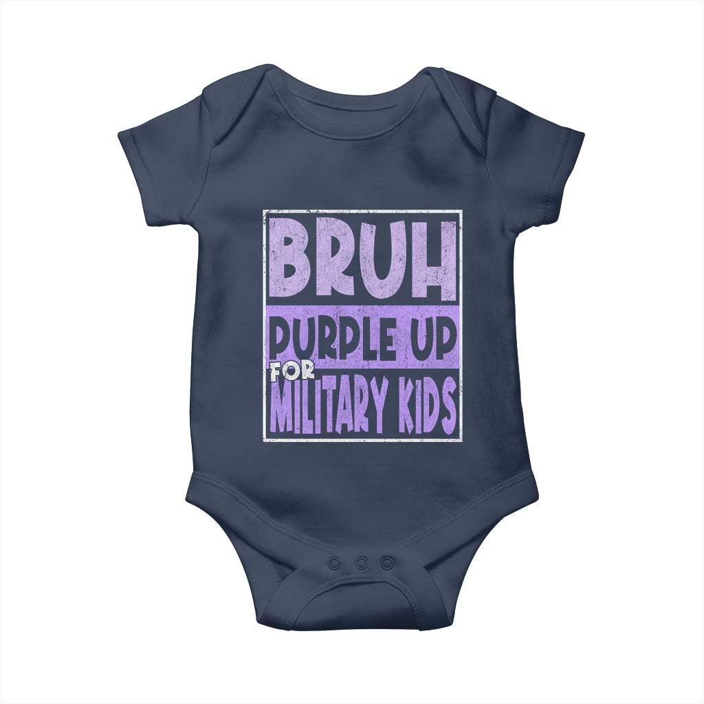 Funny Bruh Purple Up For Military Kids Baby Onesie Military Child Month