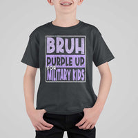 Funny Bruh Purple Up For Military Kids T Shirt For Kid Military Child Month
