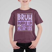Funny Bruh Purple Up For Military Kids T Shirt For Kid Military Child Month