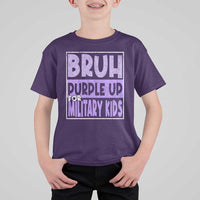 Funny Bruh Purple Up For Military Kids T Shirt For Kid Military Child Month