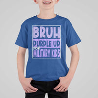 Funny Bruh Purple Up For Military Kids T Shirt For Kid Military Child Month