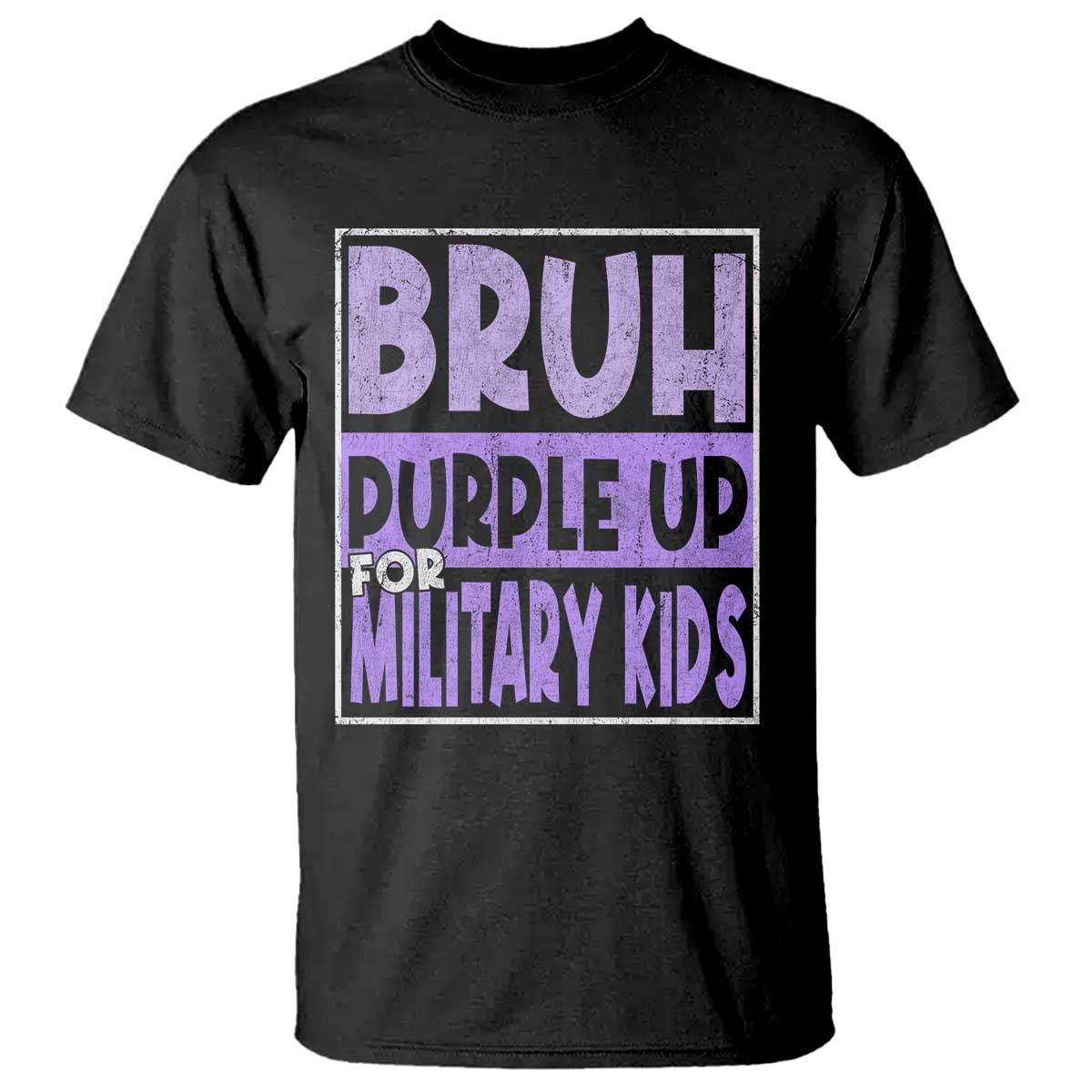 Funny Bruh Purple Up For Military Kids T Shirt Military Child Month