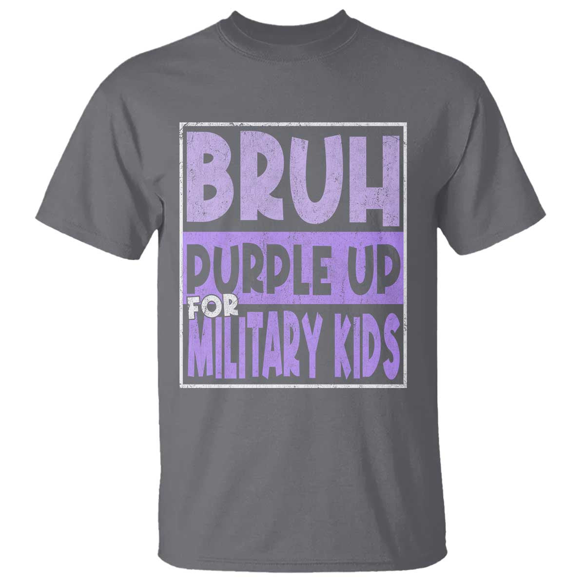 Funny Bruh Purple Up For Military Kids T Shirt Military Child Month