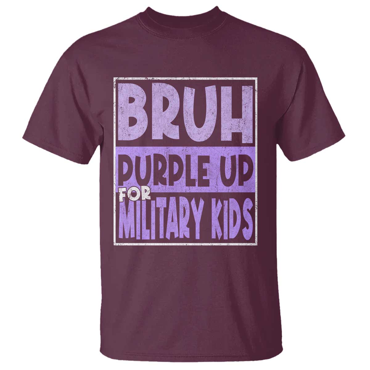Funny Bruh Purple Up For Military Kids T Shirt Military Child Month