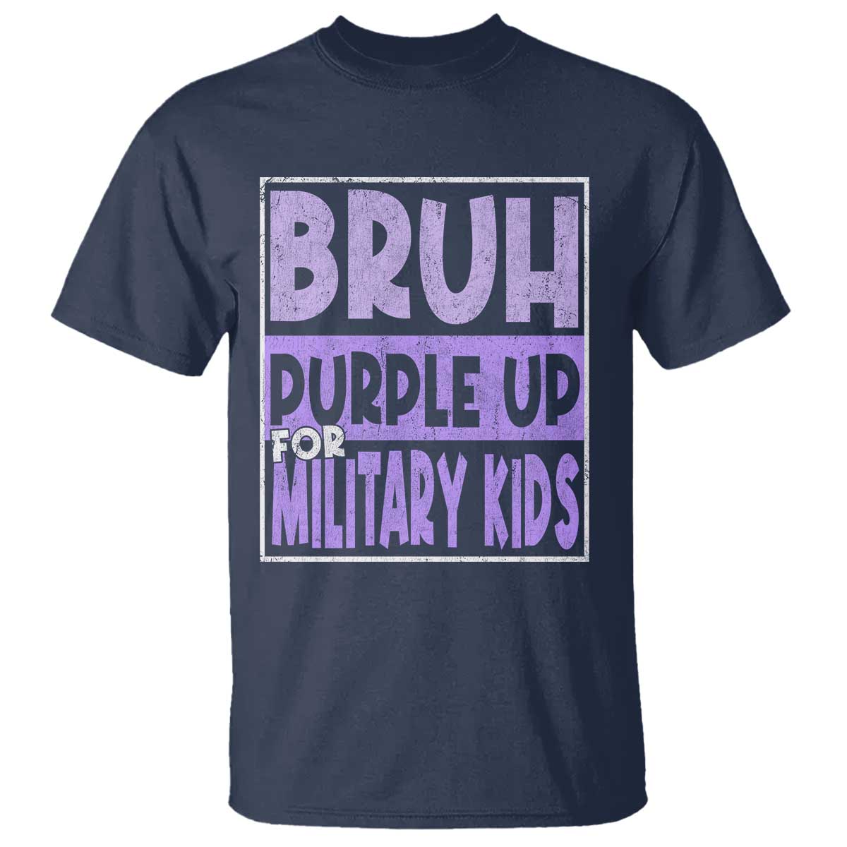 Funny Bruh Purple Up For Military Kids T Shirt Military Child Month