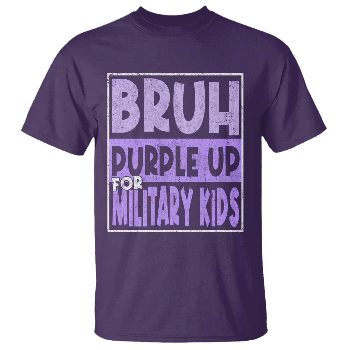 Funny Bruh Purple Up For Military Kids T Shirt Military Child Month