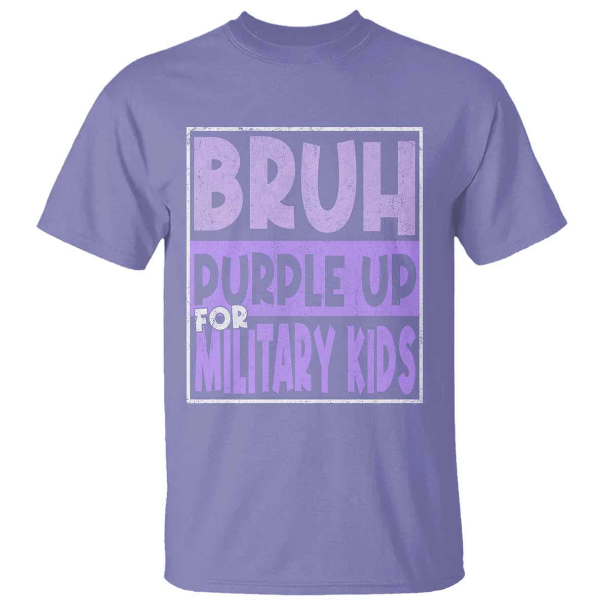Funny Bruh Purple Up For Military Kids T Shirt Military Child Month