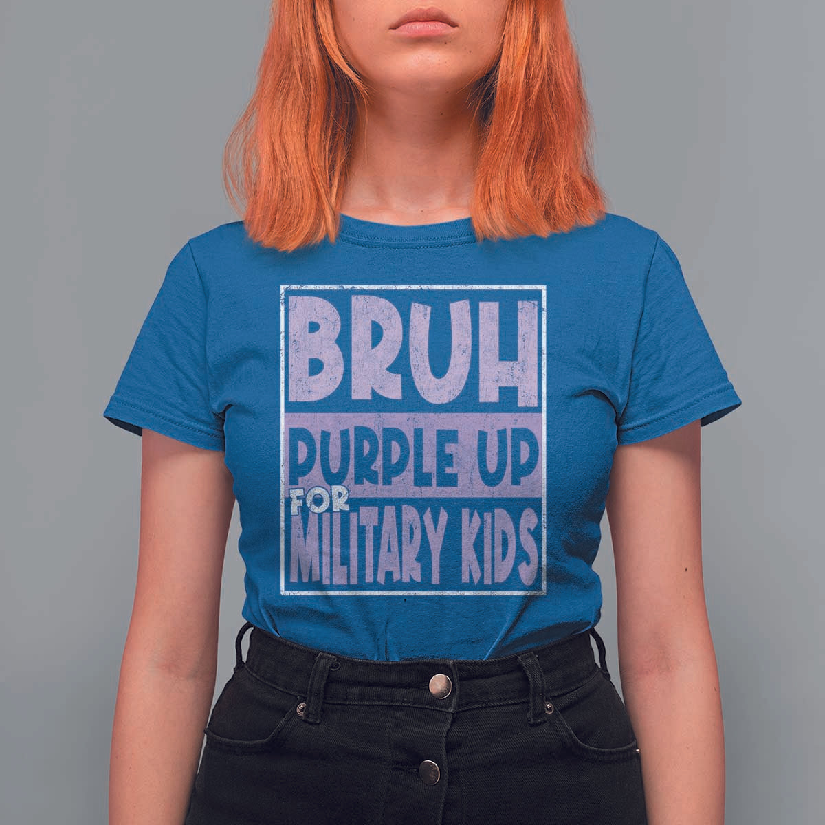 Funny Bruh Purple Up For Military Kids T Shirt For Women Military Child Month