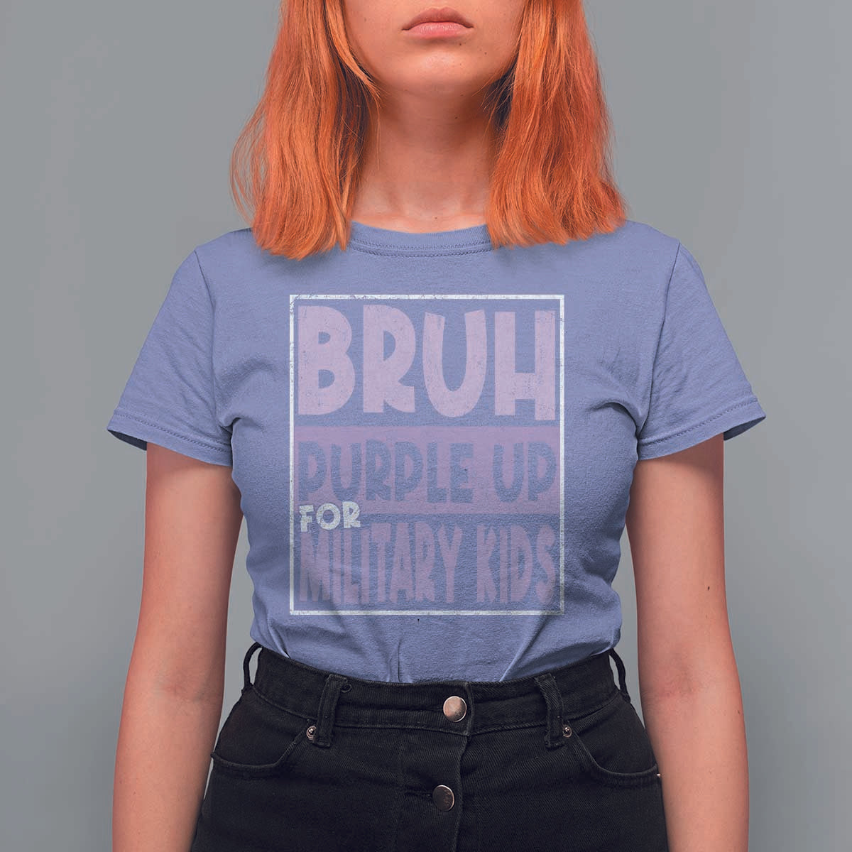 Funny Bruh Purple Up For Military Kids T Shirt For Women Military Child Month