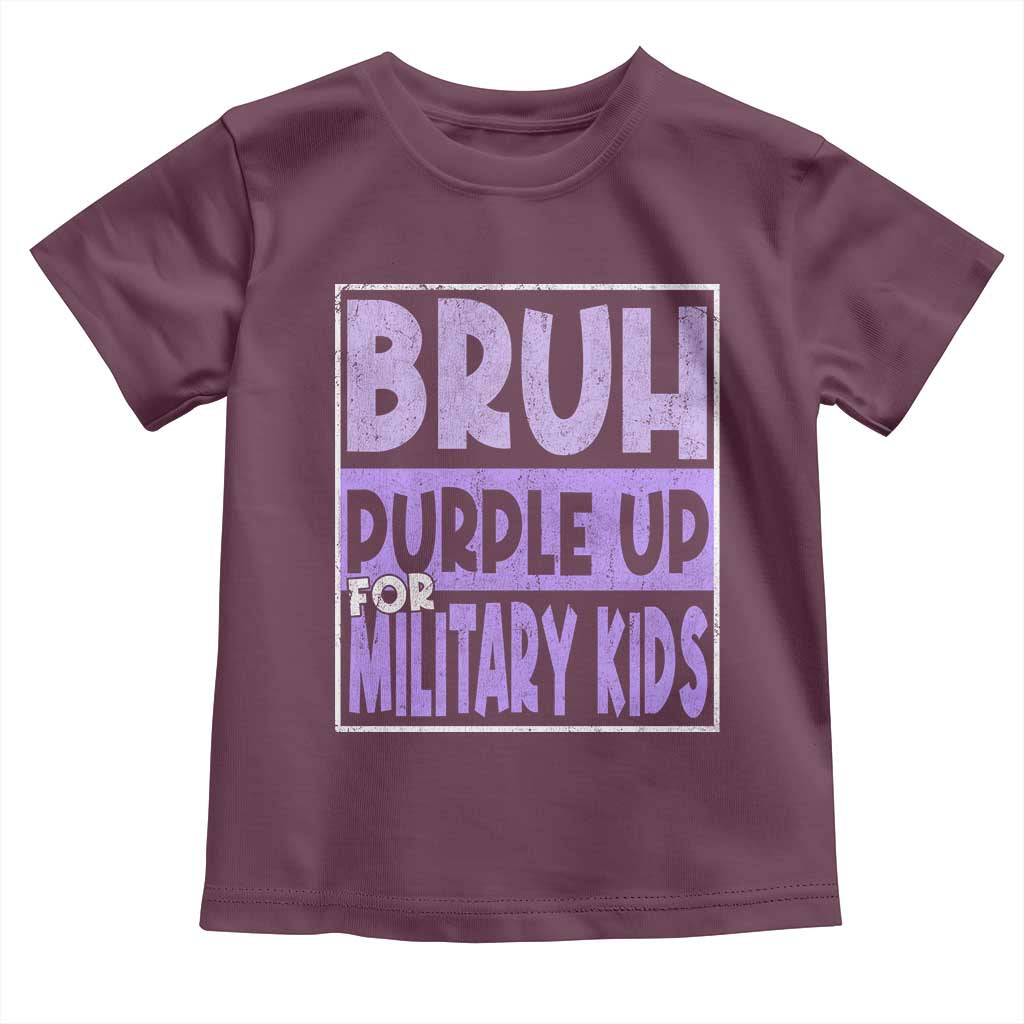 Funny Bruh Purple Up For Military Kids Toddler T Shirt Military Child Month