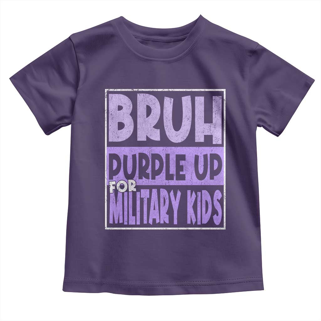 Funny Bruh Purple Up For Military Kids Toddler T Shirt Military Child Month