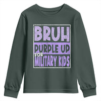 Funny Bruh Purple Up For Military Kids Youth Sweatshirt Military Child Month