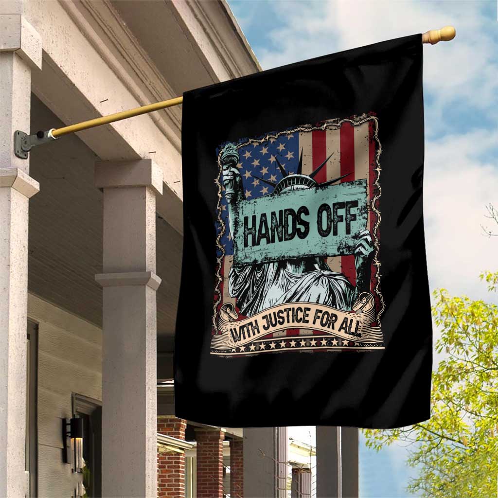 Funny Hands Off With Justice For All Garden Flag Statue Of Liberty American Flag - Wonder Print Shop