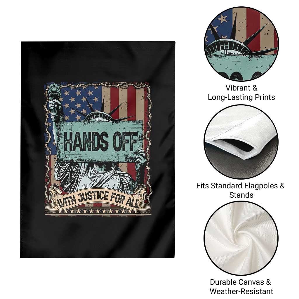 Funny Hands Off With Justice For All Garden Flag Statue Of Liberty American Flag - Wonder Print Shop
