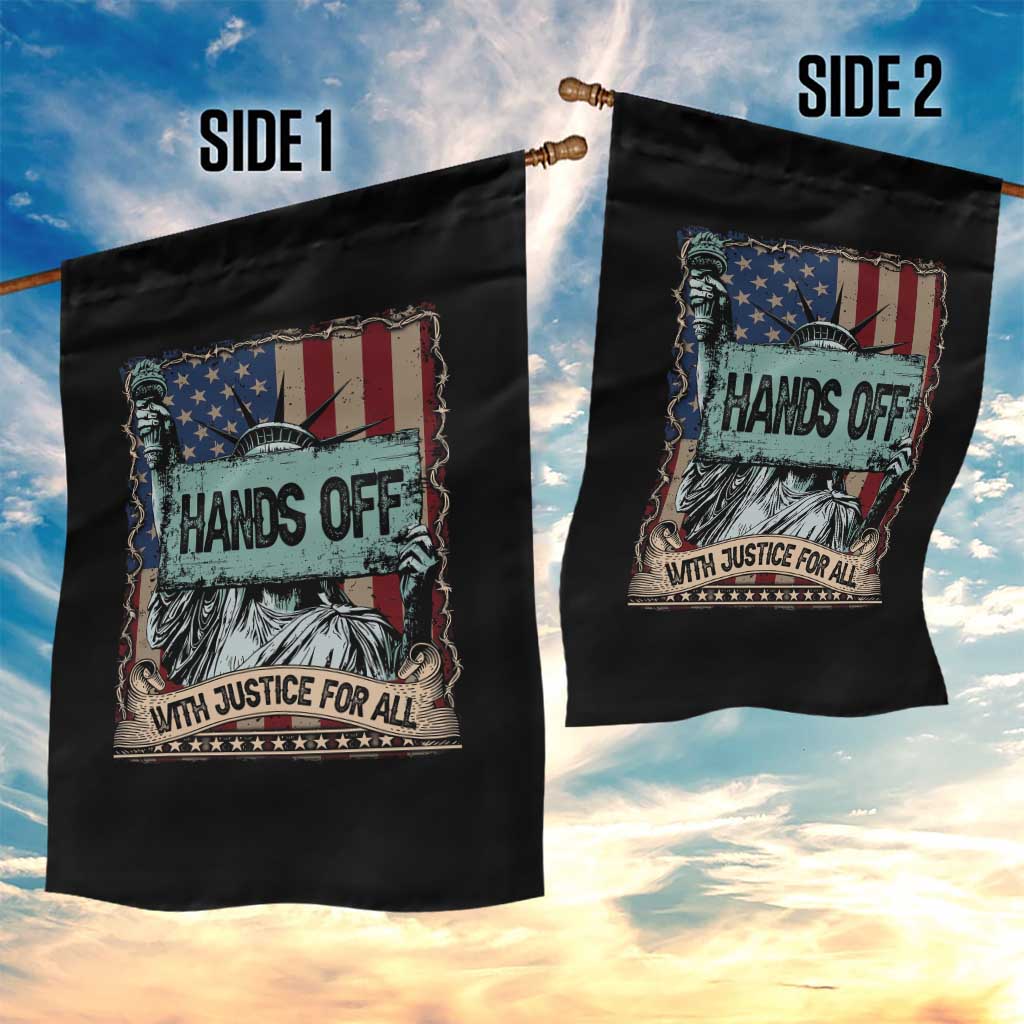 Funny Hands Off With Justice For All Garden Flag Statue Of Liberty American Flag - Wonder Print Shop