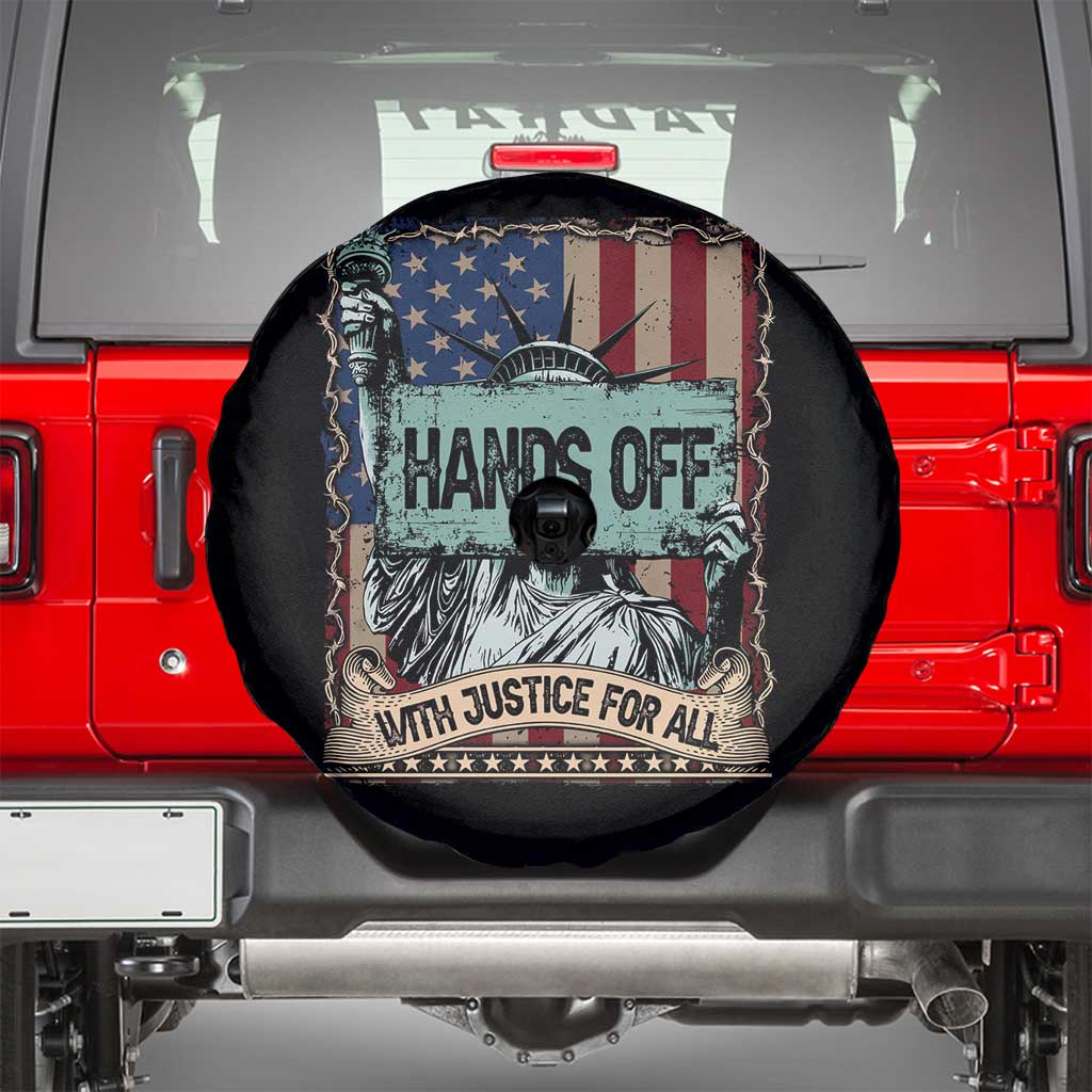 Funny Hands Off With Justice For All Spare Tire Cover Statue Of Liberty American Flag