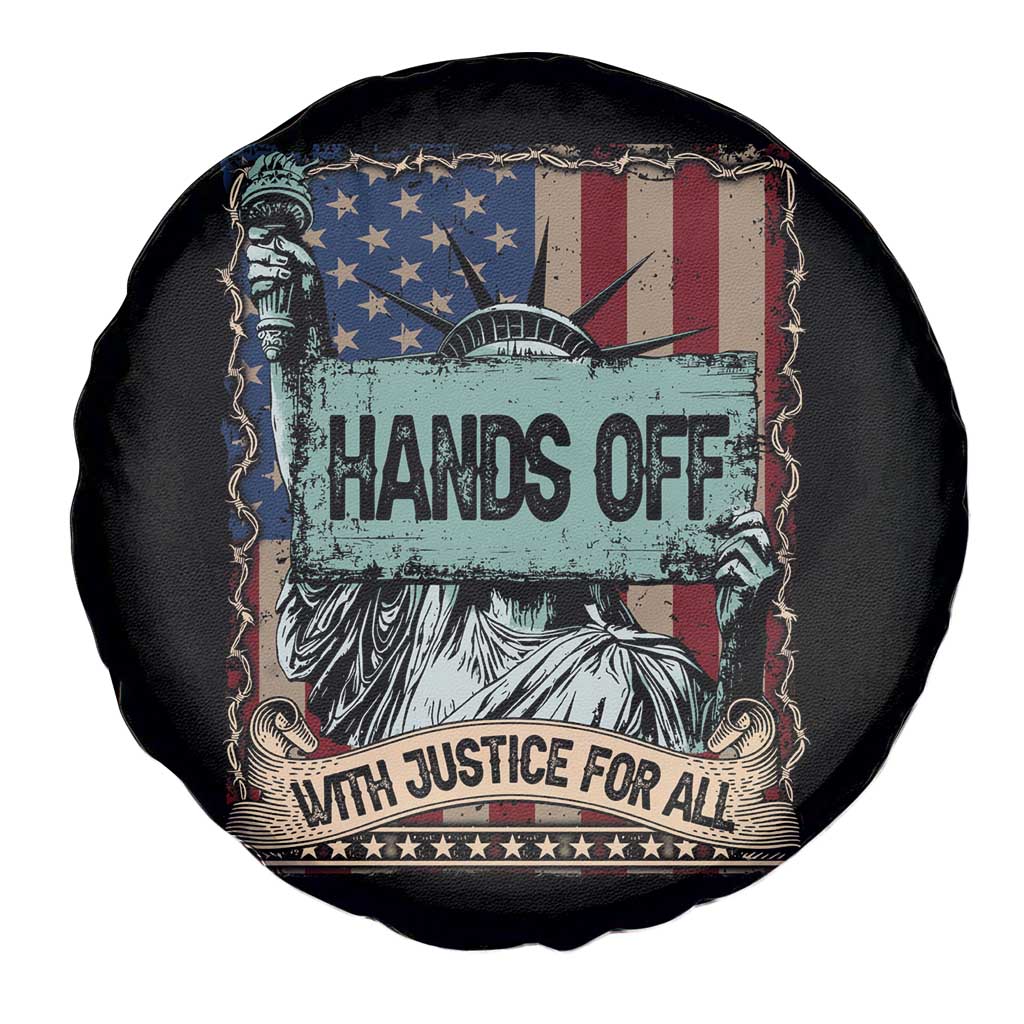 Funny Hands Off With Justice For All Spare Tire Cover Statue Of Liberty American Flag