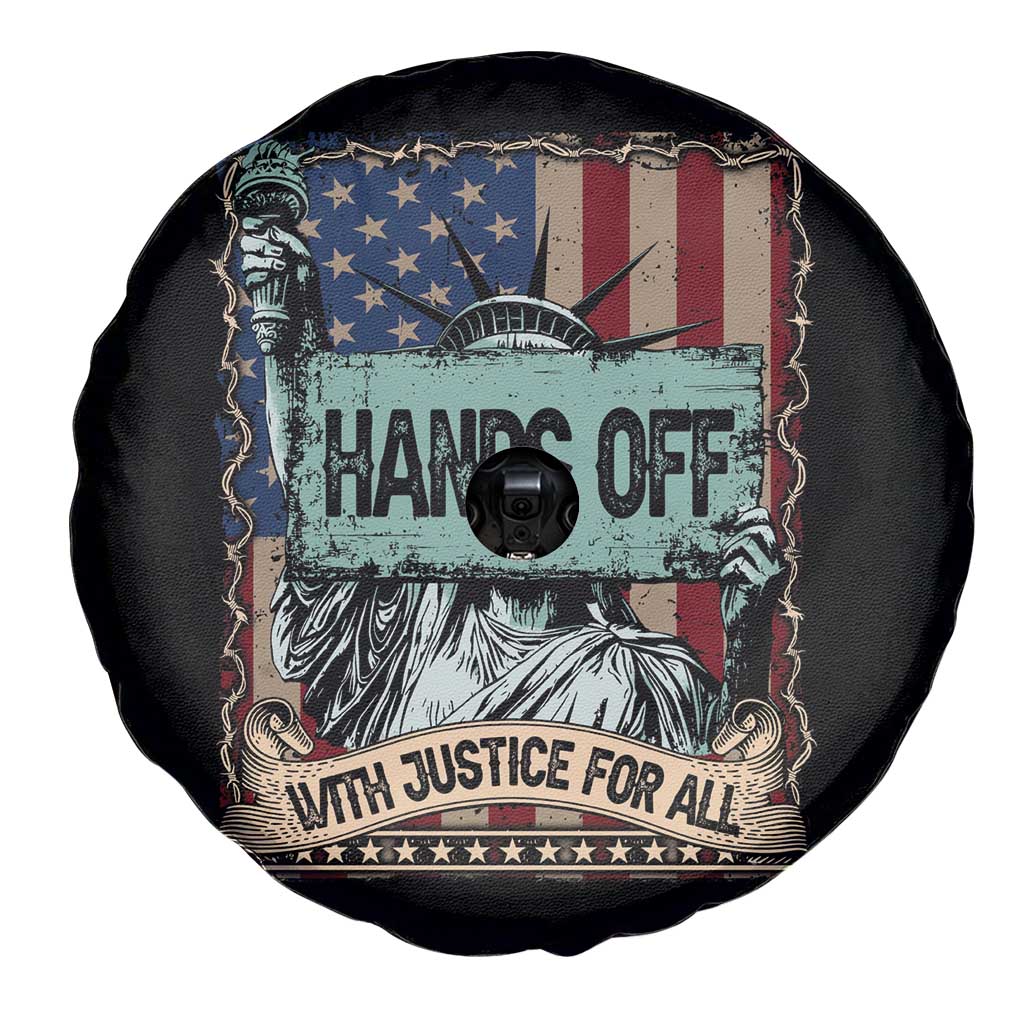 Funny Hands Off With Justice For All Spare Tire Cover Statue Of Liberty American Flag