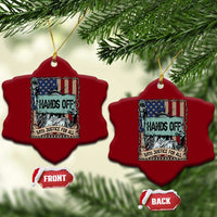 Funny Hands Off With Justice For All Ceramic Ornament Statue Of Liberty American Flag - Wonder Print Shop
