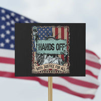 Funny Hands Off With Justice For All Protest Sign Statue Of Liberty American Flag - Wonder Print Shop