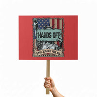 Funny Hands Off With Justice For All Protest Sign Statue Of Liberty American Flag - Wonder Print Shop
