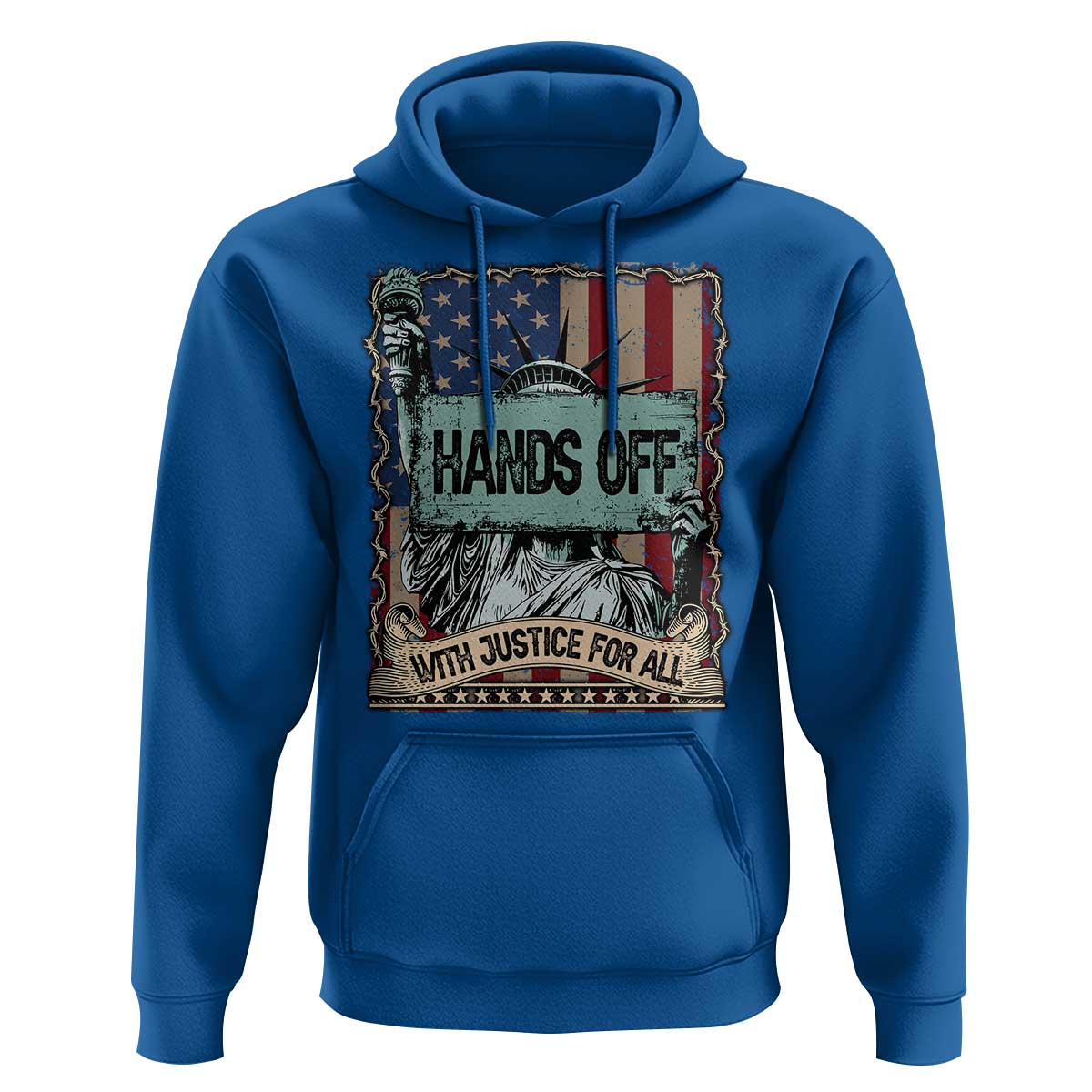 Funny Hands Off With Justice For All Hoodie Statue Of Liberty American Flag