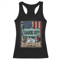 Funny Hands Off With Justice For All Racerback Tank Top Statue Of Liberty American Flag