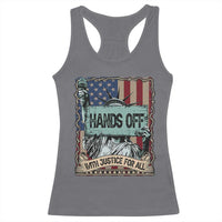 Funny Hands Off With Justice For All Racerback Tank Top Statue Of Liberty American Flag