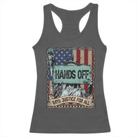 Funny Hands Off With Justice For All Racerback Tank Top Statue Of Liberty American Flag