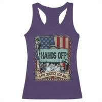 Funny Hands Off With Justice For All Racerback Tank Top Statue Of Liberty American Flag