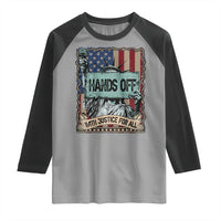 Funny Hands Off With Justice For All Raglan Shirt Statue Of Liberty American Flag