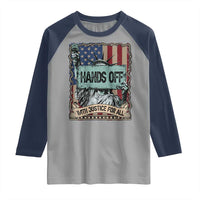Funny Hands Off With Justice For All Raglan Shirt Statue Of Liberty American Flag